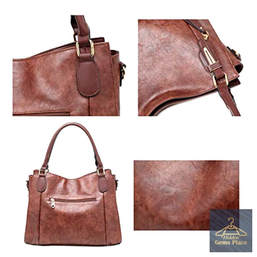 Medium PU Leather Hobo Tote with Adjustable Strap, Zipper Closure - Picture 2 of 7